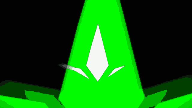 a green triangle with a white triangle in the middle