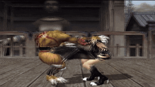 a video game is being played where a monster is fighting a woman