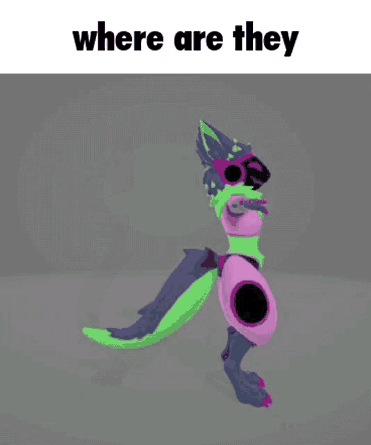 a 3d model of a furry with the words where are they below it