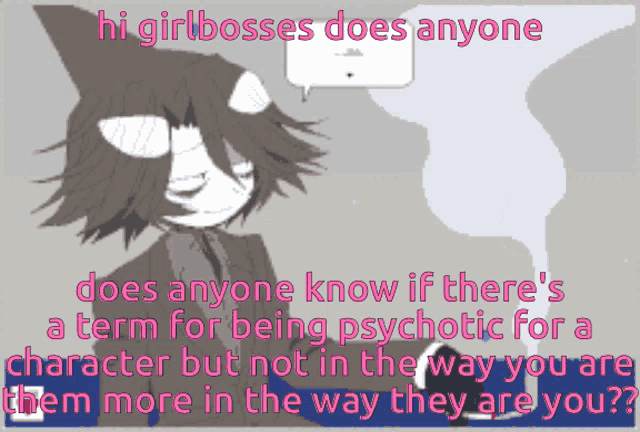 a cartoon character with a speech bubble that says hi girlbosses does anyone