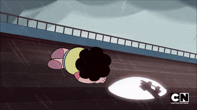 a cartoon character is laying on the ground with the cn logo in the background
