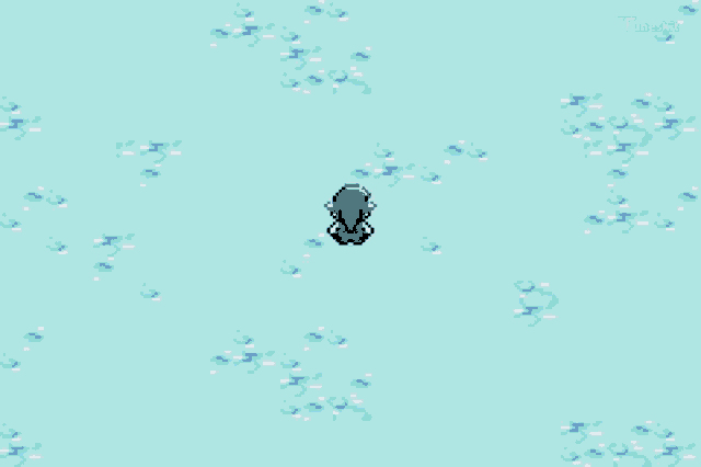 a pixel art of a person standing in the snow with a pearl in the background .