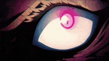 a close up of a person 's eye with a purple circle around it