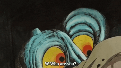 a cartoon character is asking w who are you