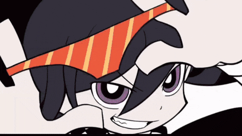 a close up of a cartoon character wearing sunglasses and a tie