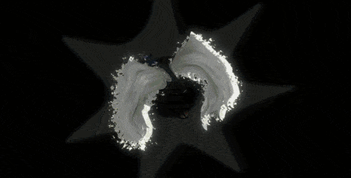 a drawing of a person with wings and a swirl of light