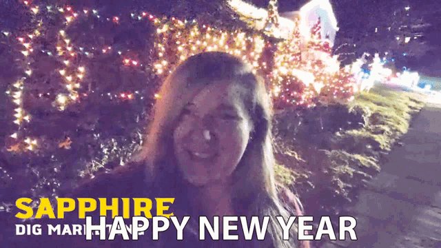 a sapphire dig mar happy new year poster with a woman