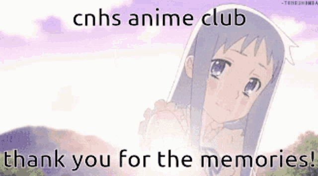 a picture of a girl with the words " thank you for the memories "