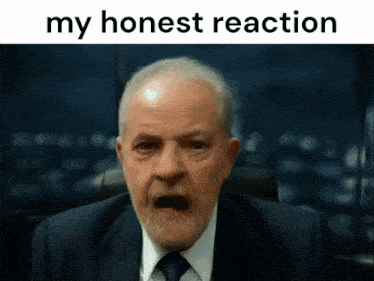 a man with a beard is making a funny face with the words my honest reaction below him