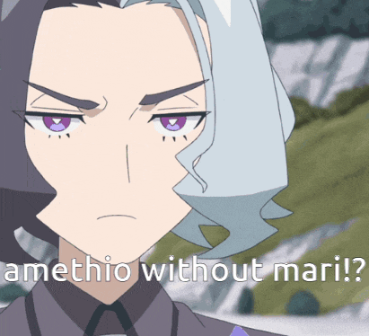 a close up of a person with the words amethio without mari