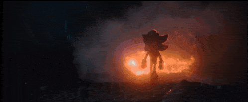 a pixelated image of a person 's face with a red light coming out of it