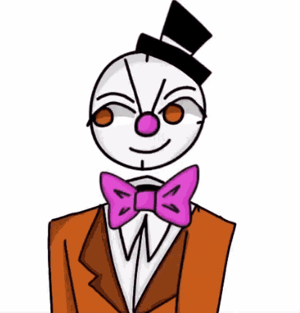 a cartoon of a clown wearing a top hat and bow tie .