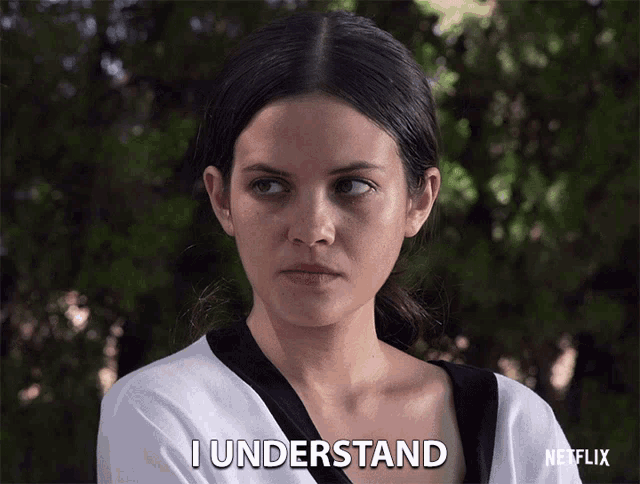 a woman says i understand in front of a netflix ad
