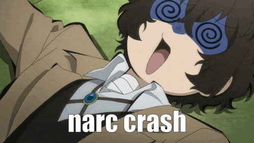 a picture of a person with narc crash written on the bottom