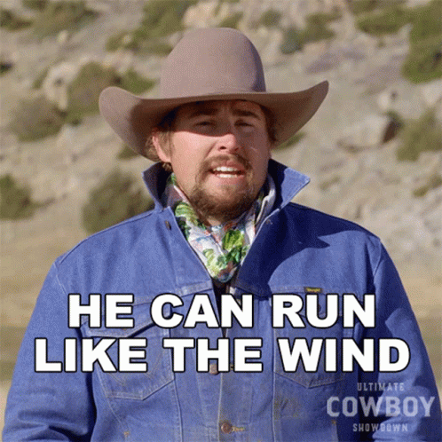 He Can Run Like The Wind Coy Melancon GIF - He Can Run Like The Wind Coy Melancon Ultimate Cowboy Showdown GIFs
