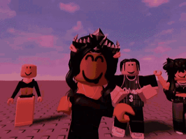 a group of roblox characters are posing for a picture and one has the number 3 on his jersey