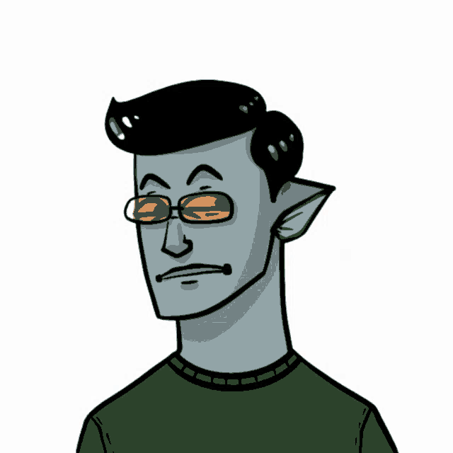 a cartoon drawing of a man wearing glasses