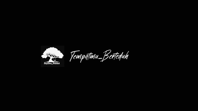 a black background with a white tree and the words tempatmu-berteduh .