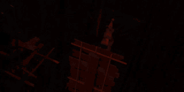 a painting of a bird in the dark with red wings