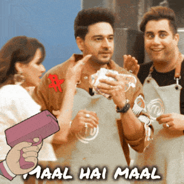 a cartoon of a man holding a piece of paper with the caption maal hai maal