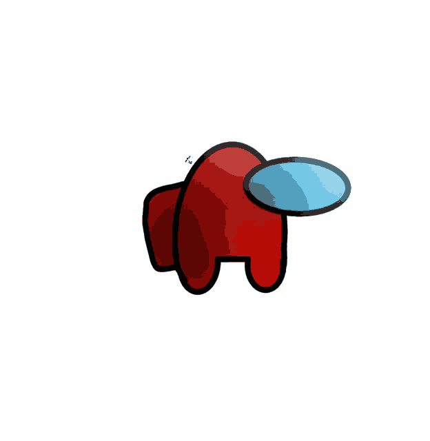a red among us character with a blue circle around its mouth