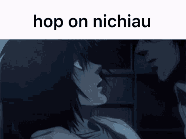 a picture of a person with the words hop on nichiau below it