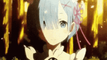 rem from re zero starting life in another world is a girl with blue hair and a pink bow in her hair .
