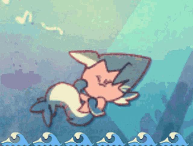 a cartoon drawing of a shark swimming in the water