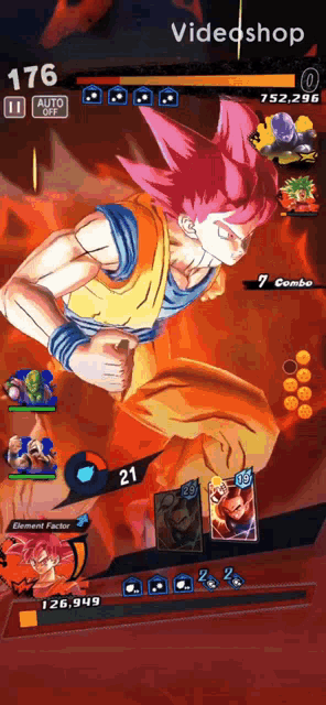 a screenshot of a video game shows a character named goku