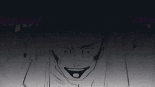 a black and white drawing of a man 's face with a smile on it .