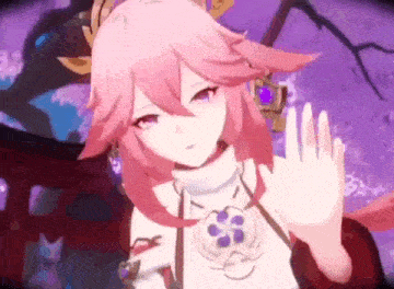 a pink haired anime girl is waving her hand in a video game .