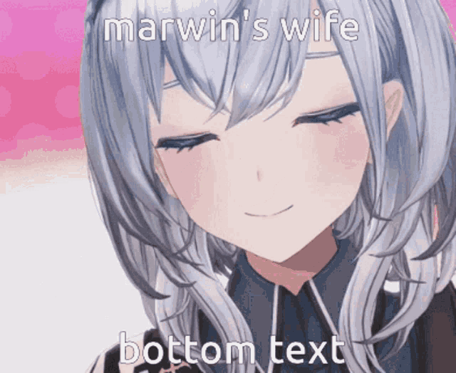 a picture of a girl with the words marwin 's wife bottom text on it