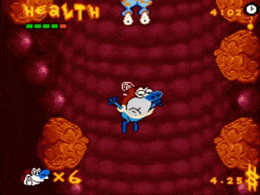 a video game screen shows a crab and the words health