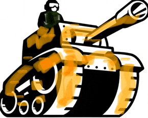 a soldier is sitting on top of a yellow tank