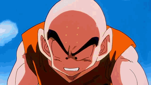 a close up of a cartoon character 's face with a blue background
