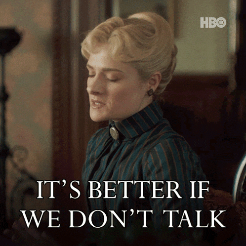 a woman in a striped shirt says it 's better if we do n't talk