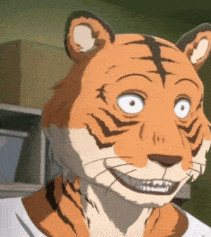 a close up of a cartoon tiger 's face