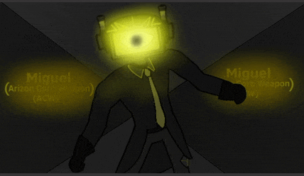 a cartoon character with the name miguel written on it