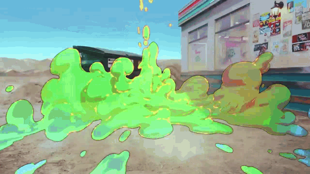 a cartoon drawing of a dumpster with graffiti on it
