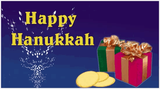 a blue background with the words happy hanukkah