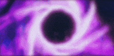 a black hole is surrounded by a purple swirl .