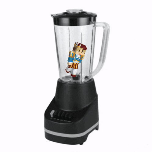 a black blender with a minecraft figure inside of it