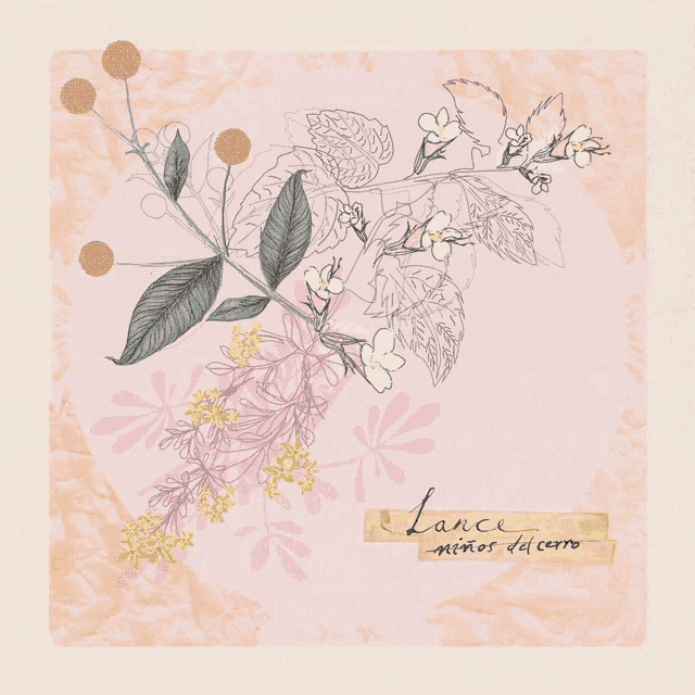 a drawing of flowers with the words lance niños del cerro written on the bottom