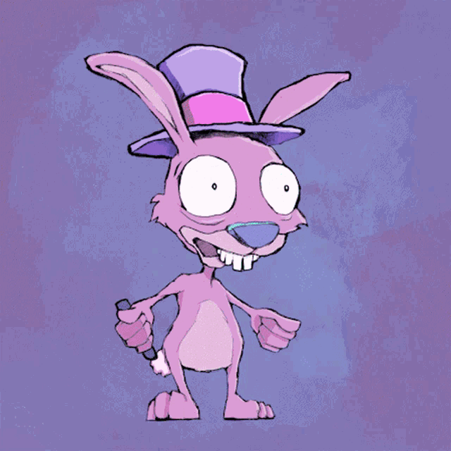 a cartoon of a rabbit wearing a top hat and holding a light