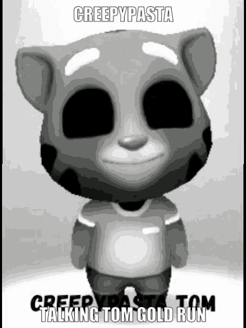 a creepypasta talking tom gold run meme with a cat