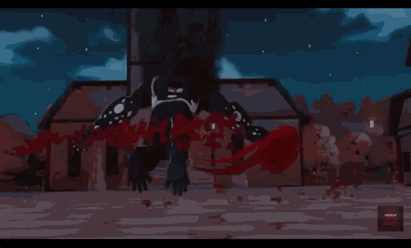 a screenshot of a video game shows a monster with a bloody mouth