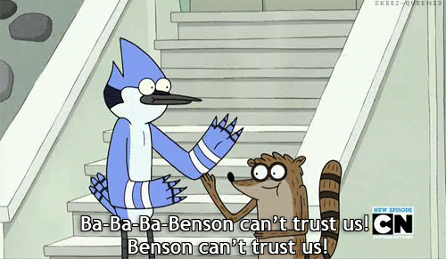 Trust GIF - Regular Show Cartoon Benson Cant Trust Us GIFs