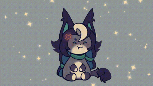a drawing of a cat with a red star on its forehead