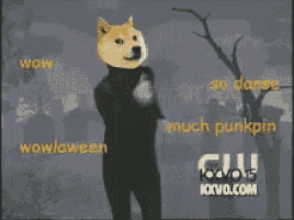 a dog with a turtleneck and a dog head is standing in front of a cemetery