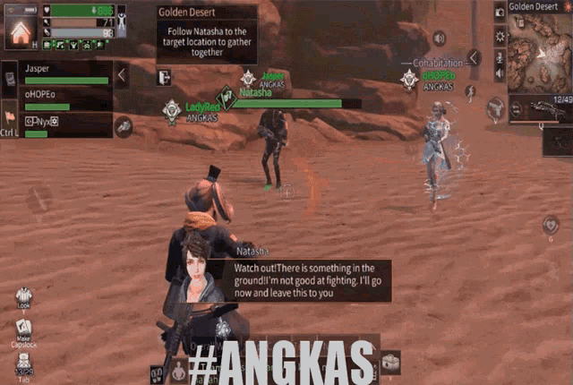 a screenshot of a video game with #angkas written on the bottom